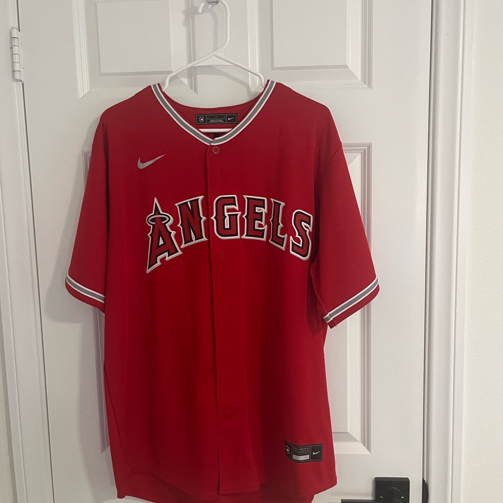 Nike Red Angels Ohtani Baseball Jersey with White Trim